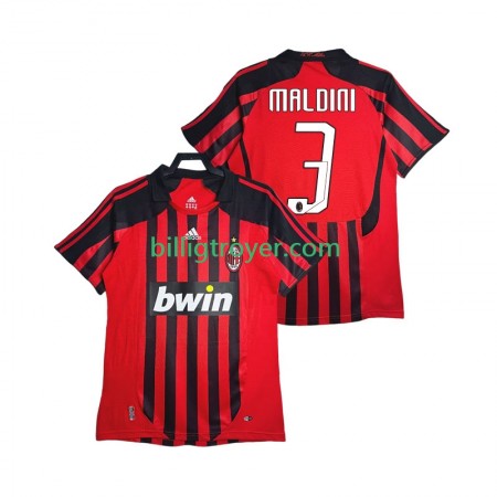 Billige Fotballdrakter AC Milan MALDINI 3 2007 2008 Retro Hjemmedraktsett Kortermet